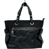 シャネル CHANEL パリビアリッツトートGM A34210 11番台 ブラック シルバー金具 コーティングキャンバス レディース トートバッグ