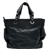 シャネル CHANEL パリビアリッツトートGM A34210 11番台 ブラック シルバー金具 コーティングキャンバス レディース トートバッグ