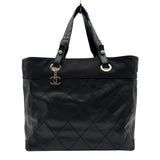 シャネル CHANEL パリビアリッツトートMM A34209 11番台 ブラック シルバー金具 コーティングキャンバス レディース トートバッグ