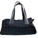 シャネル CHANEL ニュートラベルラインミニボストンバッグ A15828 ブラック ナイロンジャガード レディース ハンドバッグ