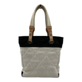 シャネル CHANEL パリビアリッツトートPM A34208 13番台 ホワイト/ブラック キャンバス/レザー レディース トートバッグ