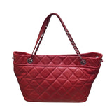 シャネル CHANEL ココマーク チェーントートバッグ 17番台 レッド シルバー金具 キャビアスキン レディース トートバッグ