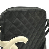 シャネル CHANEL カンボンライン ショルダーバッグ スモール A25178 9番台 ブラック/ホワイト シルバー金具 ラムスキン レディース