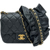 シャネル CHANEL フリルストラップ ミニフラップバッグ AS2203 30番台 ブラック ゴールド金具 ラムスキン レディース ショルダーバッグ