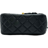 シャネル CHANEL フリルストラップ ミニフラップバッグ AS2203 30番台 ブラック ゴールド金具 ラムスキン レディース ショルダーバッグ