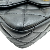 シャネル CHANEL フリルストラップ ミニフラップバッグ AS2203 30番台 ブラック ゴールド金具 ラムスキン レディース ショルダーバッグ
