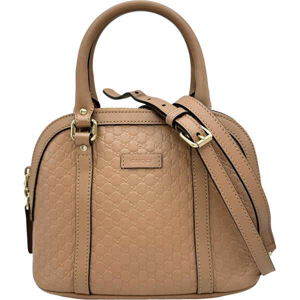 GUCCI レザーハンドバッグ　ベージュ横長 グッチ GUCCI マイクログッチシマ ハンドバッグ 449654 ベージュ
