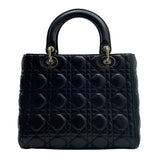 クリスチャン・ディオール Christian Dior レディーディオールメディアム M05650NGE ブラック シルバー金具 カナージュラム レディース ショルダーバッグ