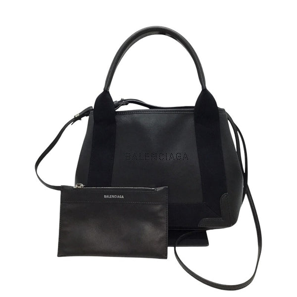 バレンシアガ BALENCIAGA ネイビーカバスXS 390346 ブラック レザー