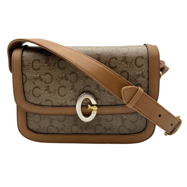 CELINE ショルダーバッグ ベージュ/ブラウン セリーヌ CELINE Cマカダム ショルダーバッグ ベージュ 馬車金具
