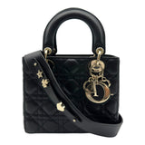 クリスチャン・ディオール Christian Dior レディディオールスモール M05380NGE ブラック ゴールド金具 カナージュラム レディース ハンドバッグ