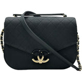 シャネル CHANEL ハーフココチェーンショルダー A93660 23番台 ブラック ゴールド金具 キャビアスキン レディース ショルダーバッグ