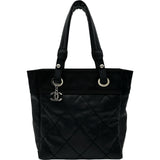 シャネル CHANEL パリビアリッツトートPM A34208 12番台 ブラック シルバー金具 PVC レディース トートバッグ