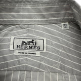 エルメス HERMES ストライプ半袖シャツ グレー コットン メンズ 半袖シャツ