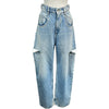 メゾン マルジェラ Maison Margiela シュラッシュディテールデニムパンツ S51LA0051 ブルー デニム レディース デニムパンツ