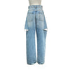 メゾン マルジェラ Maison Margiela シュラッシュディテールデニムパンツ S51LA0051 ブルー デニム レディース デニムパンツ