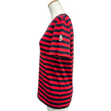 モンクレール MONCLER ロゴワッペンボーダー半袖Tシャツ レッド コットン レディース 半袖Ｔシャツ