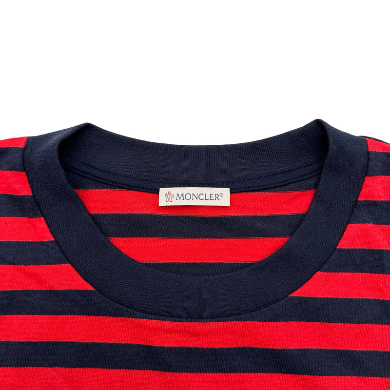 モンクレール MONCLER ロゴワッペンボーダー半袖Tシャツ レッド
