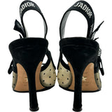 クリスチャン・ディオール Christian Dior JAdior スリングバックドットパンプス ベージュ メッシュ レディース パンプス