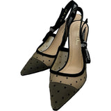 クリスチャン・ディオール Christian Dior JAdior スリングバックドットパンプス ベージュ メッシュ レディース パンプス
