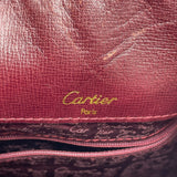 カルティエ Cartier マストラインショルダーバッグ ボルドー×ゴールド金具 レザー レディース ショルダーバッグ