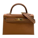 エルメス HERMES ミニケリー2 K刻 ゴールド ゴールド金具 エプソン レディース ハンドバッグ