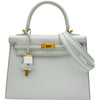 エルメス HERMES ケリー25 外縫い パーソナルオーダー Y刻印 パールグレー/ヴェールヴェールティゴ エプソン レディース ハンドバッグ