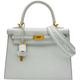 エルメス HERMES ケリー25 外縫い パーソナルオーダー Y刻印 パールグレー/ヴェールヴェールティゴ エプソン レディース ハンドバッグ