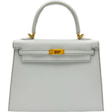 エルメス HERMES ケリー25 外縫い パーソナルオーダー Y刻印 パールグレー/ヴェールヴェールティゴ エプソン レディース ハンドバッグ