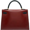 エルメス HERMES ケリー32 外縫い トリコロール □B刻印 ブルーインディゴ/ヴェール/ルージュアッシュ/ゴールド金具 ボックスカーフ レディース ショルダーバッグ