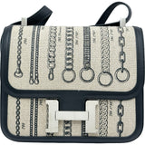 エルメス HERMES コンスタンス3 24 C刻印 ブラック/ホワイト/シルバー金具 デジュネ/トワル レディース ショルダーバッグ