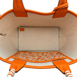 エルメス HERMES スティープル25 W刻印 オレンジ/アイボリー/シルバー金具 トワル レディース トートバッグ