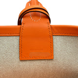 エルメス HERMES スティープル25 W刻印 オレンジ/アイボリー/シルバー金具 トワル レディース トートバッグ