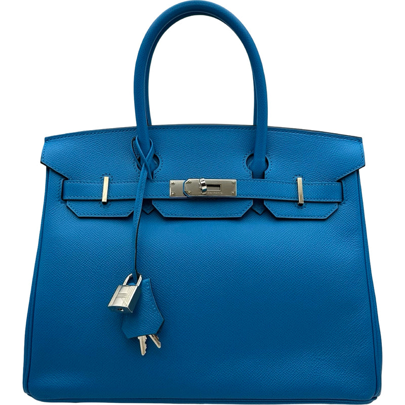 エルメス HERMES バーキン30 A刻印 ブルーフランス シルバー金具