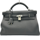エルメス HERMES マキシケリー42 B刻印 ブラック シルバー金具 トゴ ユニセックス ハンドバッグ