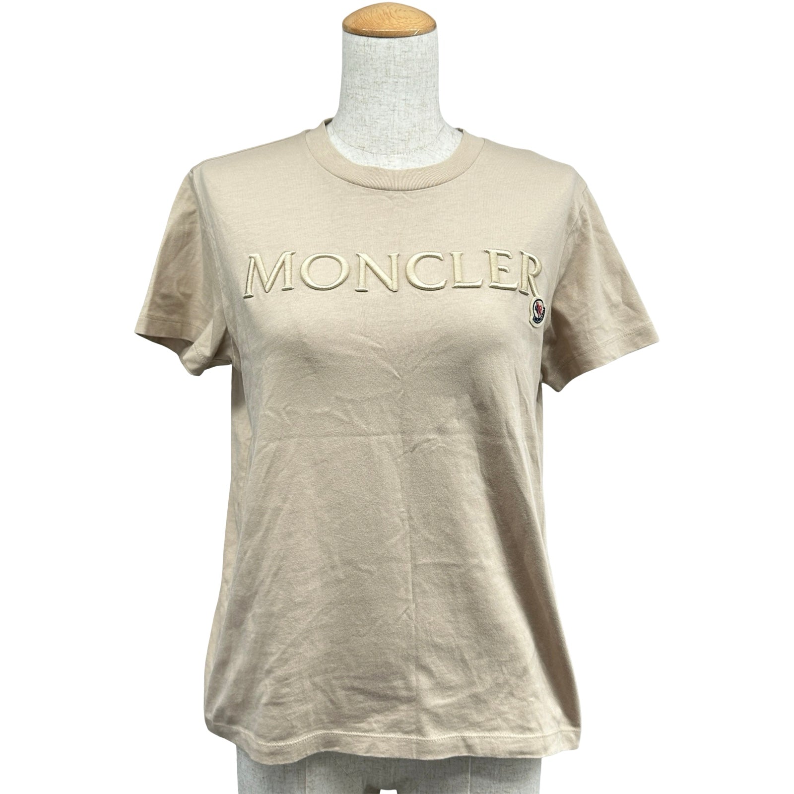 モンクレール MONCLER ロゴ刺繡半袖Tシャツ ベージュ コットン