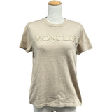 モンクレール MONCLER ロゴ刺繡半袖Tシャツ ベージュ コットン レディース 半袖Ｔシャツ