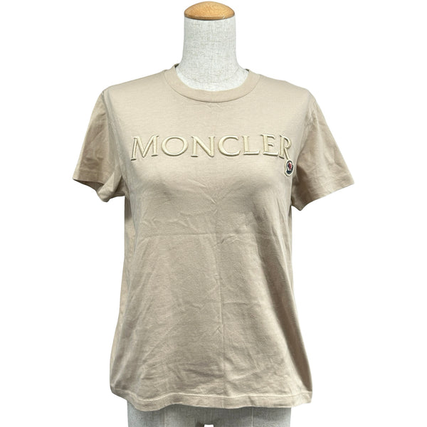 モンクレール MONCLER ロゴ刺繡半袖Tシャツ ベージュ コットン