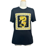 ヴェルサーチ VERSACE ドラゴンプリント半袖Tシャツ A83583 ブラック コットン メンズ 半袖Ｔシャツ