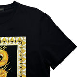 ヴェルサーチ VERSACE ドラゴンプリント半袖Tシャツ A83583 ブラック コットン メンズ 半袖Ｔシャツ