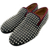 クリスチャン・ルブタン Christian louboutin スパイクスタッズスリッポン グレー キャンバス メンズ スリッポン