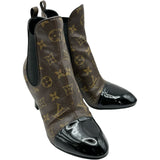 ルイ・ヴィトン LOUIS VUITTON サイドゴアモノグラムショートブーツ NL0136 ブラウン レザー レディース ブーツ