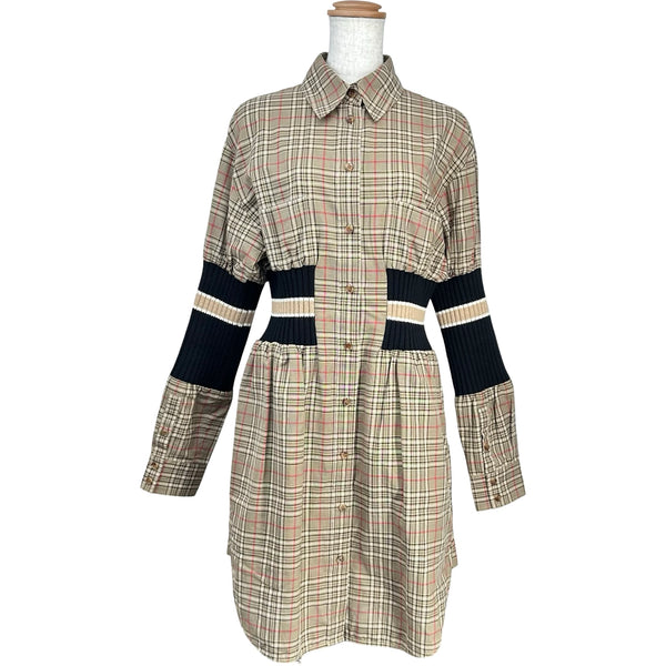 バーバリー BURBERRY チェック柄ワンピース 8036139 ベージュ コットン