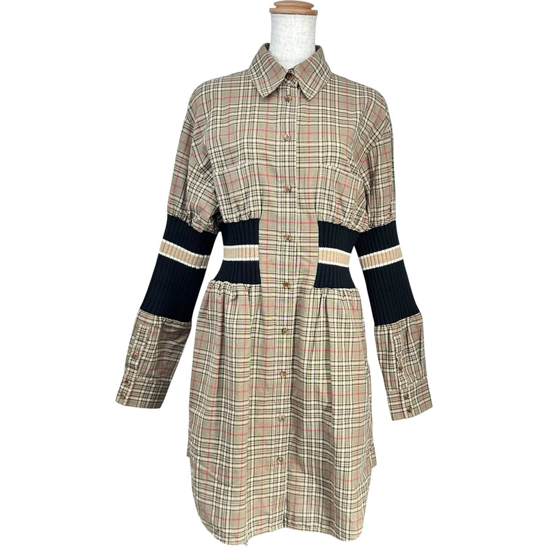 バーバリー BURBERRY チェック柄ワンピース 8036139 ベージュ コットン