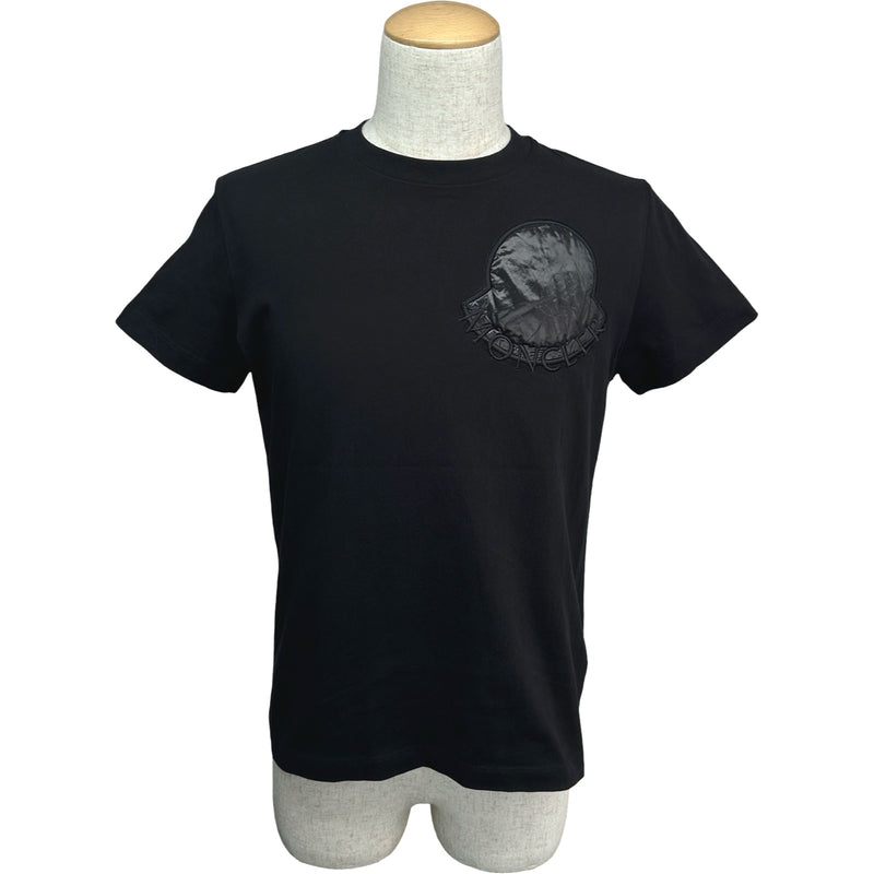 〔美品〕モンクレール　ワッペンロゴ　ブラック　黒Tシャツ　国内正規品 5S38 モンクレール MONCLER ロゴワッペン半袖Tシャツ ブラック コットン
