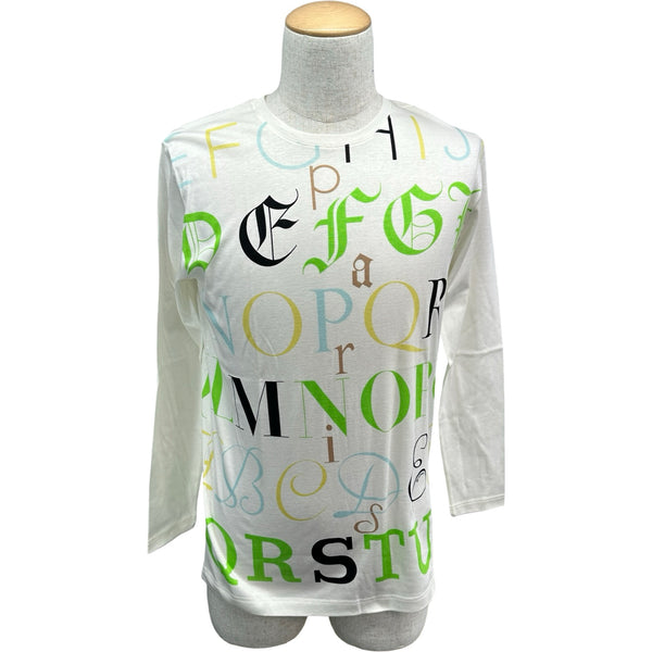 HERMES ホワイトコットン長袖シャツ エルメス HERMES ロゴプリント長袖Tシャツ ホワイト コットン メンズ