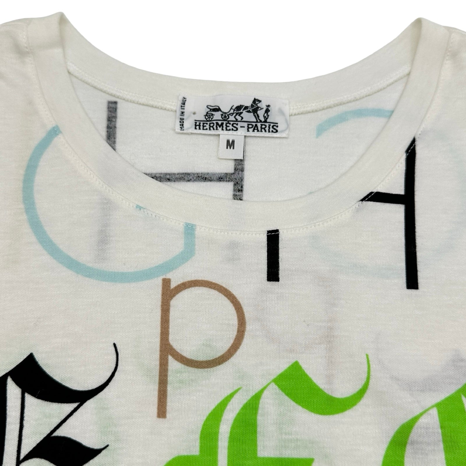 エルメス HERMES ロゴプリント長袖Tシャツ ホワイト コットン メンズ