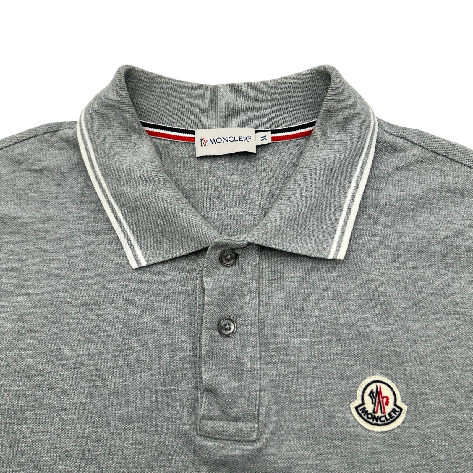 モンクレール MONCLER ロゴワッペン半袖ポロシャツ グレー コットン