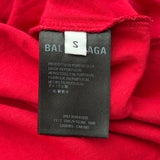 バレンシアガ BALENCIAGA BBロゴプリント半袖Tシャツ 594579 レッド コットン メンズ 半袖Ｔシャツ