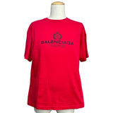 バレンシアガ BALENCIAGA BBロゴプリント半袖Tシャツ 594579 レッド コットン メンズ 半袖Ｔシャツ